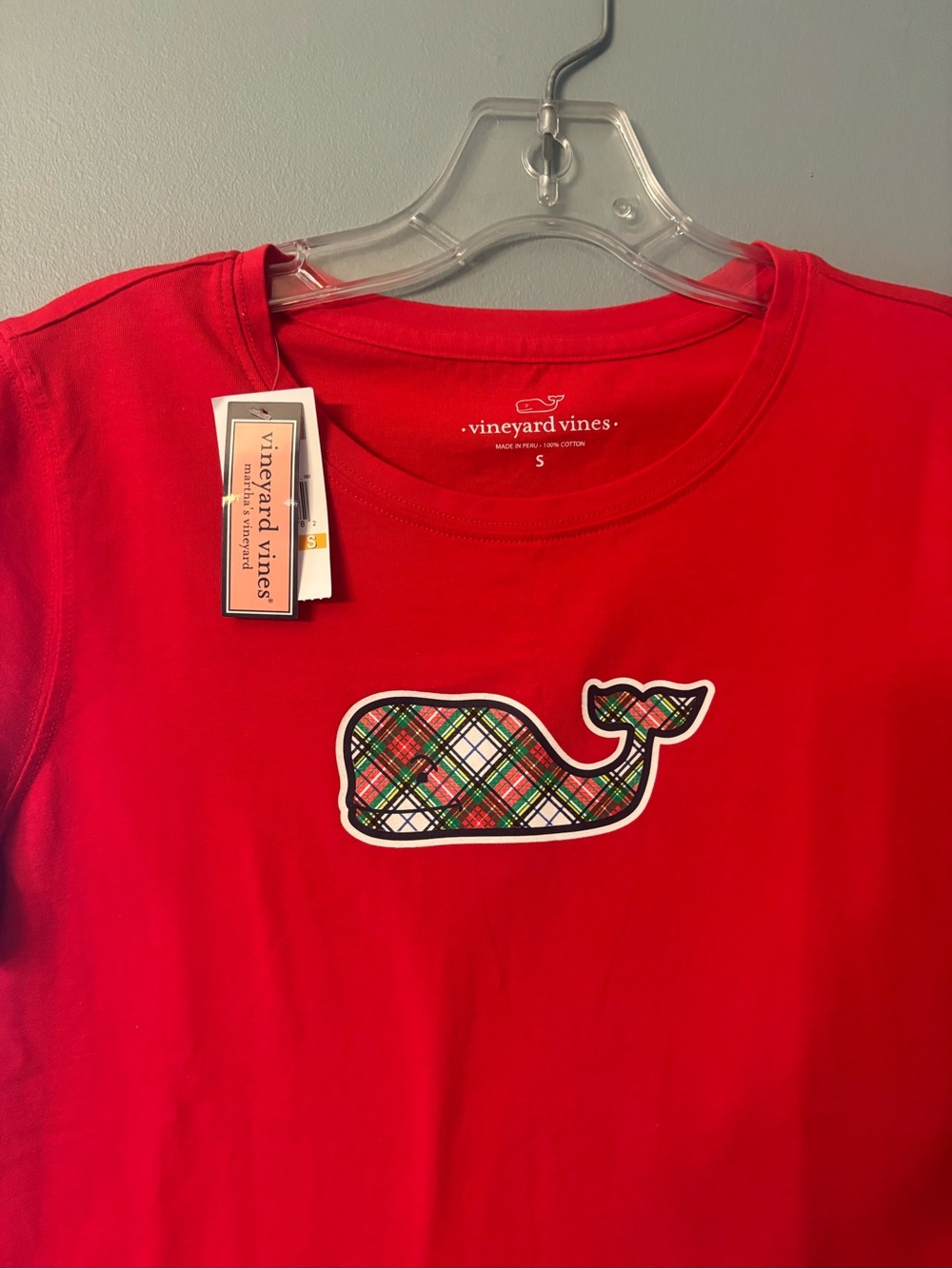 Vineyard Vines Red Crewneck Tee with White Logo